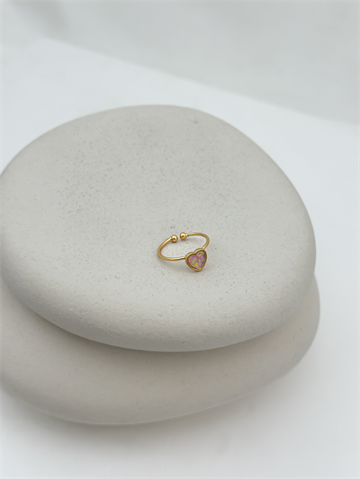 Özel Seri Gerçek Opal Taş Kalp Figür Ayarlanabilir Yüzük