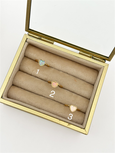 Özel Seri Gerçek Opal Taş Kalp Figür Ayarlanabilir Yüzük