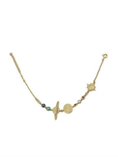 Özel Seri Gezegen Detay Mat Gold Tasarım Bileklik ( 21 Cm )