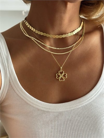 Özel Seri Gold İnce S Kıvrım Zincir Kolye Kombini