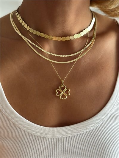 Özel Seri Gold İnce S Kıvrım Zincir Kolye Kombini
