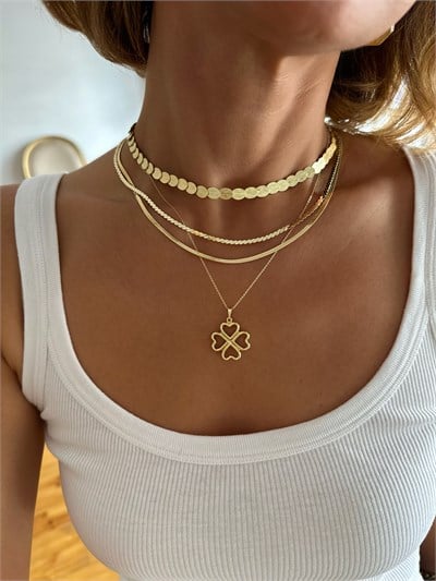 Özel Seri Gold İnce S Kıvrım Zincir Kolye Kombini