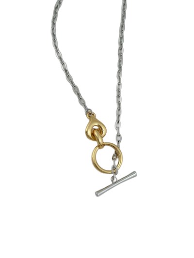 Özel Seri Gold Kapama Detay Gümüş Renk Klasik Zincir Kolye ( 86 Cm )