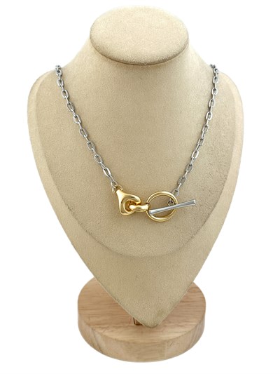 Özel Seri Gold Kapama Detay Gümüş Renk Klasik Zincir Kolye ( 86 Cm )