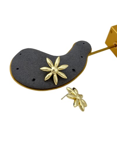Özel Seri Gold Plaka Çiçek Küpe