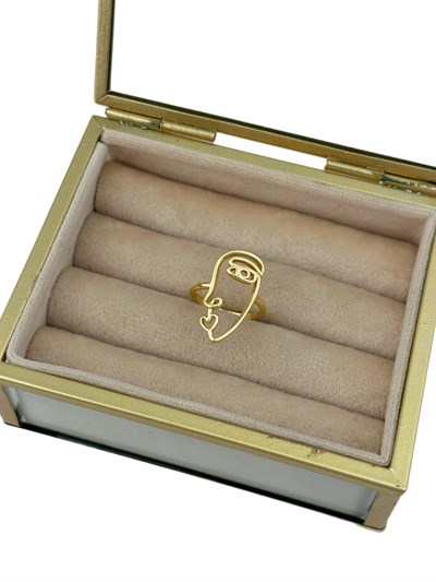 Özel Seri Gold Plaka Silüet Detay Ayarlanabilir Yüzük