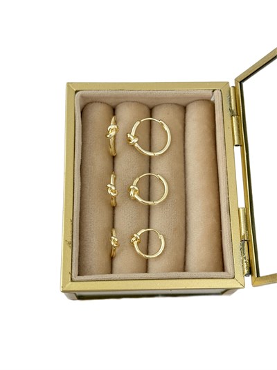 Özel Seri Gold Renk Plaka Düğüm Çoklu Set Küpe