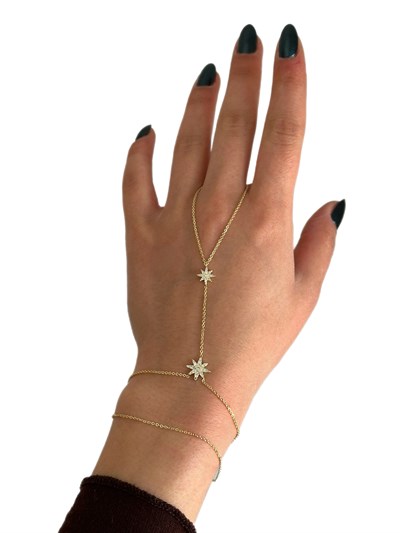 Özel Seri Gold Renk Zirkon Taşlı İkili Kuzey Yıldız Şahmeran