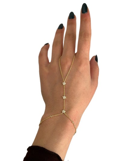 Özel Seri Gold Renk Zirkon Taşlı Üçlü Yıldız Figür Şahmeran