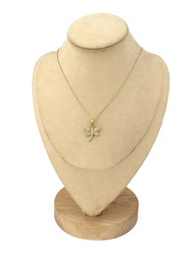 Özel Seri Gold Renk Zirkon Taşlı Yusufçuk Kolye ( 45 Cm )