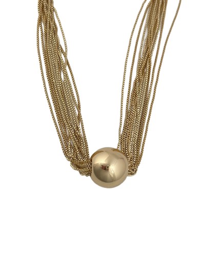 Özel Seri Gold Topçuk Detay Çoklu Zincir Tasarım Kolye ( 47 Cm )