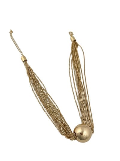 Özel Seri Gold Topçuk Detay Çoklu Zincir Tasarım Kolye ( 47 Cm )