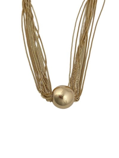 Özel Seri Gold Topçuk Detay Çoklu Zincir Tasarım Kolye ( 47 Cm )