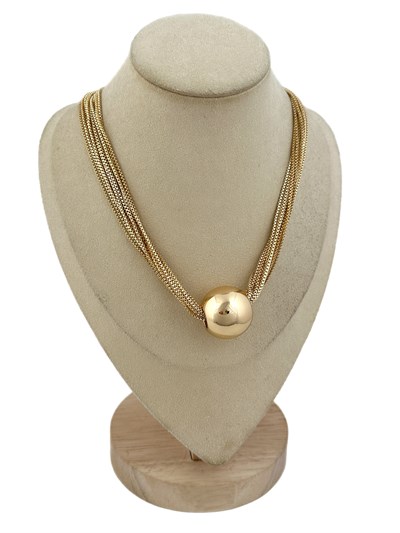 Özel Seri Gold Topçuk Detay Çoklu Zincir Tasarım Kolye ( 47 Cm )
