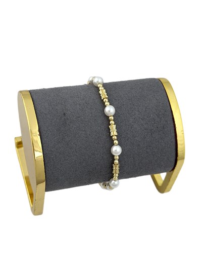 Özel Seri Gold Topçuk Detaylı İnci Bileklik ( 20 Cm )