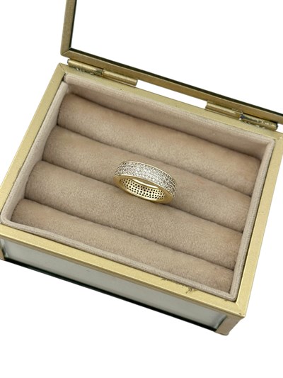 Özel Seri Gold Zirkon Taş Kaplı Bedenli Yüzük (M Beden Uyumludur)