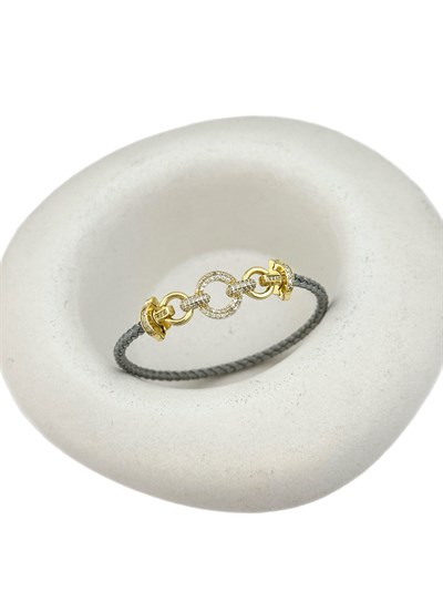 Özel Seri Gold Zirkon Taşlı Daire Detay Örme Kordon Bileklik