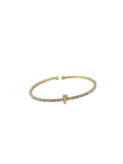 Özel Seri Gold Zirkon Taşlı Su Yolu Harf Detay Yaylı Bileklik