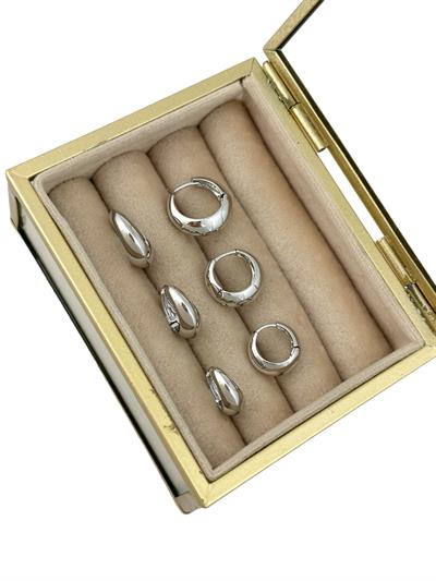 Özel Seri Gümüş Halka Bombeli Plaka Altılı Set Küpe