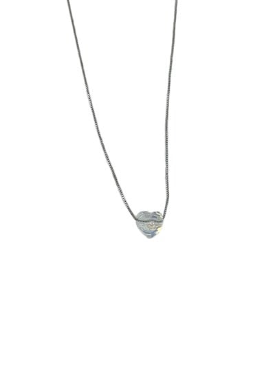 Özel Seri Gümüş Kesme Kristal Taş Kalp Figür Sallantılı Kolye (45 Cm)