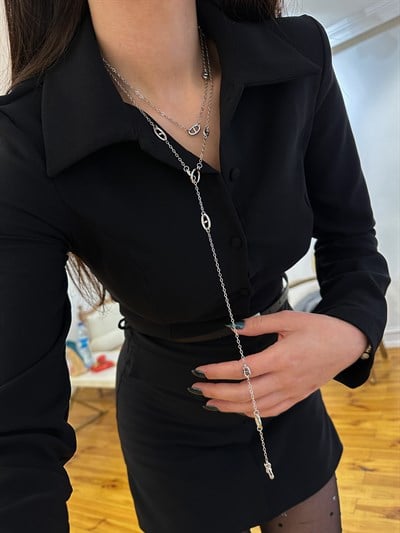 Özel Seri Gümüş Marka Model Zincir Dolama Kolye (120 Cm)