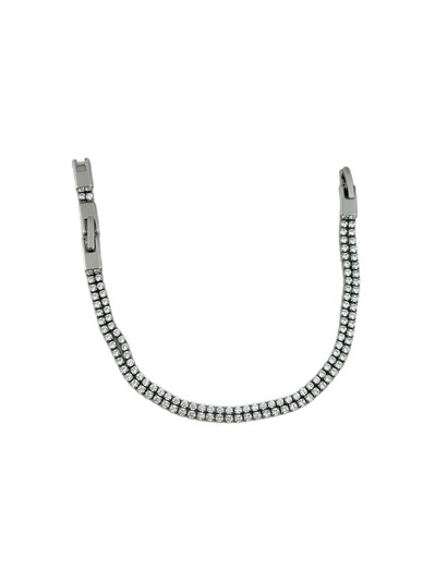 Özel Seri Gümüş Renk Çift Sıra Zirkon Taş Su Yolu Bileklik ( 20 Cm )