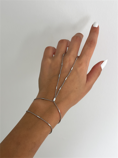 Özel Seri Gümüş Renk Dikdörtgen Plaka Sıralı Zincir Şahmeran