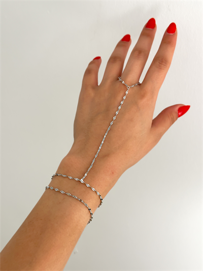 Özel Seri Gümüş Renk Plaka Halka Geçmeli Zincir Şahmeran