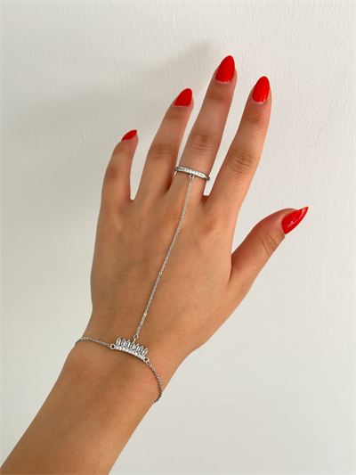 Özel Seri Gümüş Renk Yüzük ve Bileklik Zirkon Taş Detay Şahmeran