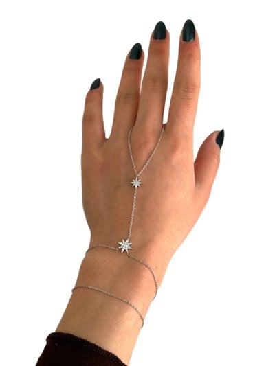 Özel Seri Gümüş Renk Zirkon Taşlı İkili Kuzey Yıldız Şahmeran