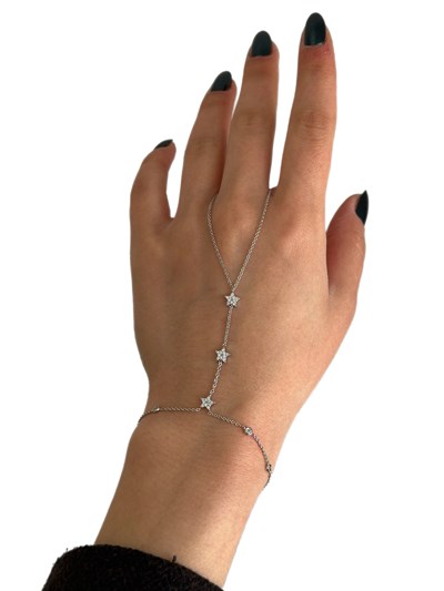 Özel Seri Gümüş Renk Zirkon Taşlı Üçlü Yıldız Figür Şahmeran