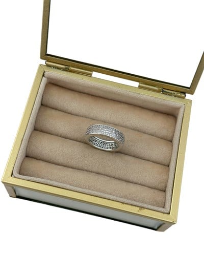 Özel Seri Gümüş Zirkon Taş Kaplı Bedenli Yüzük (M Beden Uyumludur)