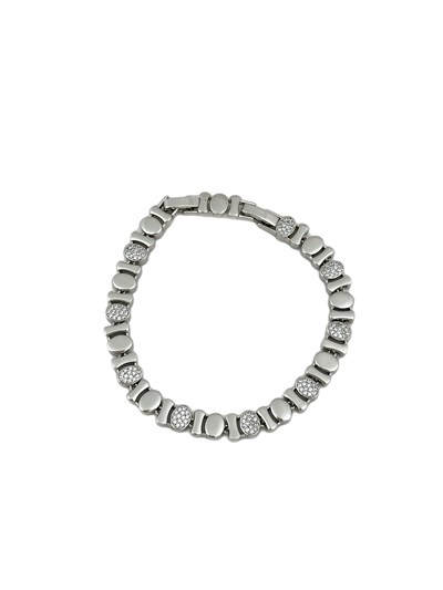 Özel Seri Gümüş Zirkon Taşlı Oval Çubuk Plaka Bileklik (19 Cm)