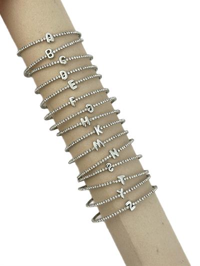 Özel Seri Gümüş Zirkon Taşlı Su Yolu Harf Detay Yaylı Bileklik