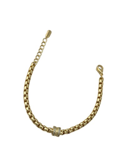 Özel Seri İç İçe Geçmeli Zincir Zirkon Taşlı Tırtıklı Biye Detay Bileklik (20 Cm)