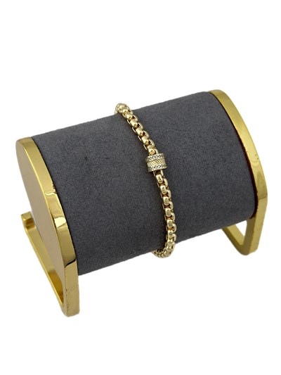 Özel Seri İç İçe Geçmeli Zincir Zirkon Taşlı Tırtıklı Biye Detay Bileklik (20 Cm)