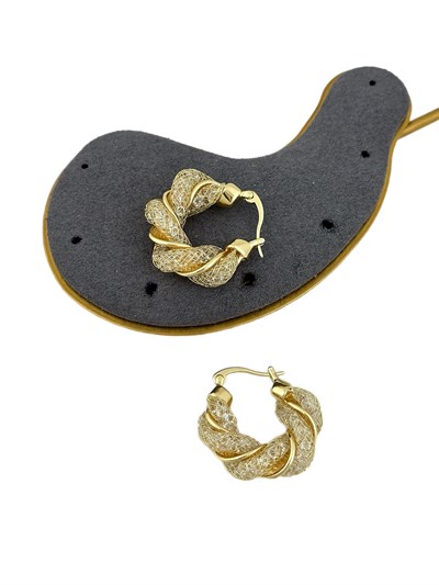 Özel Seri İçi Taşlı Tel Detay Burgu Halka Küpe