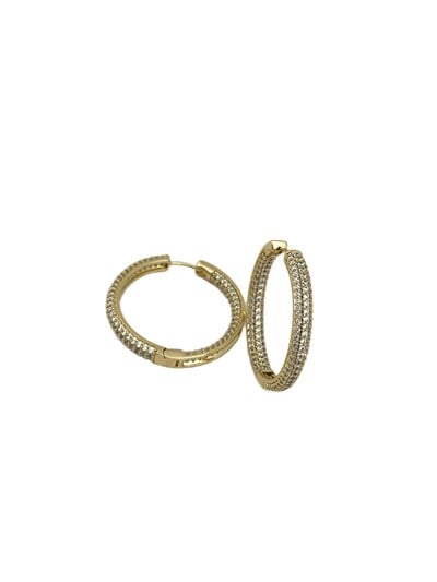 Özel Seri İçli Dışlı Zirkon Taşlı Halka Küpe ( İç Çap : 3.4 Cm )