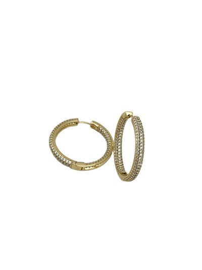 Özel Seri İçli Dışlı Zirkon Taşlı Halka Küpe ( İç Çap : 3.4 Cm )