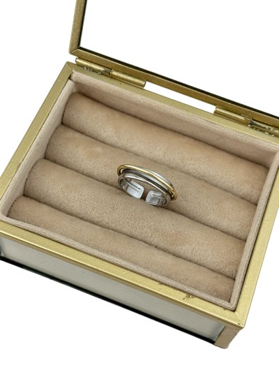 Özel Seri İki Renkli Gümüş Plaka Üzeri Gold Boru Plaka Dolama Ayarlanabilir Yüzük