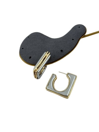 Özel Seri İki Renkli Tasarım Kare Halka Küpe