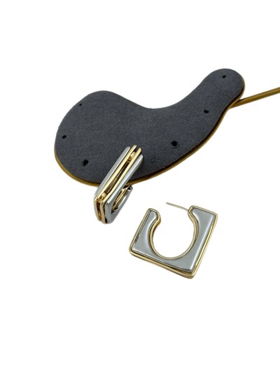 Özel Seri İki Renkli Tasarım Kare Halka Küpe