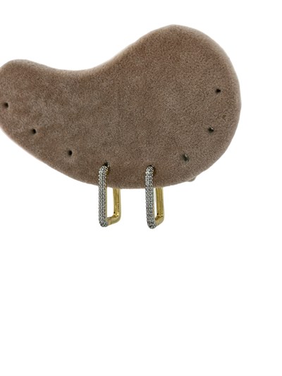 Özel Seri İki Renkli Zirkon Taşlı Dikdörtgen Küpe