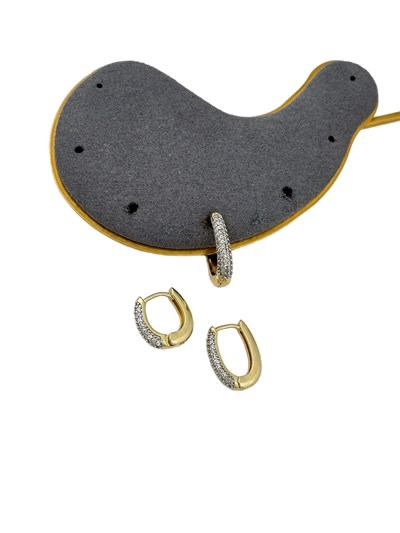 Özel Seri İki Renkli Zirkon Taşlı Oval Halka Üçlü Set Küpe