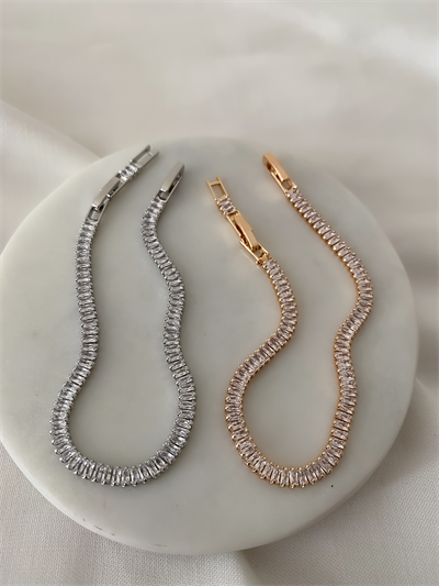 Özel Seri İnce Baget Taşlı Su Yolu Bileklik (19cm)