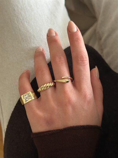 Özel Seri İnce Bombeli Burgu Model Ayarlanabilir Yüzük Kombini