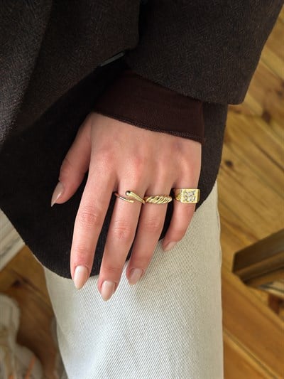 Özel Seri İnce Bombeli Burgu Model Ayarlanabilir Yüzük Kombini