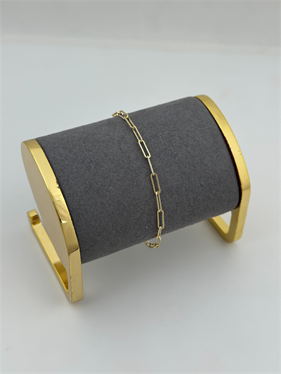 Özel Seri İnce Minimal İç İçe Geçmeli Oval Zincir Bileklik (19 Cm)