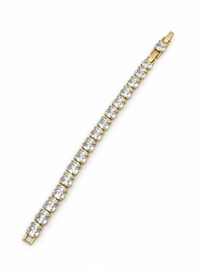 Özel Seri İnce ve Kalın Oval Markiz Kesim Zirkon Taşlı Gold Renk Su Yolu Bileklik ( 20 Cm )