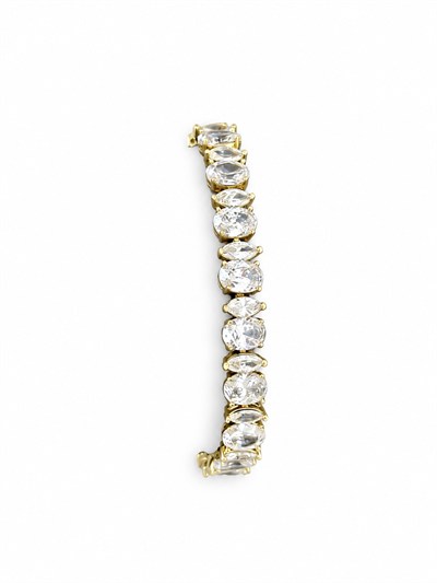 Özel Seri İnce ve Kalın Oval Markiz Kesim Zirkon Taşlı Gold Renk Su Yolu Bileklik ( 20 Cm )